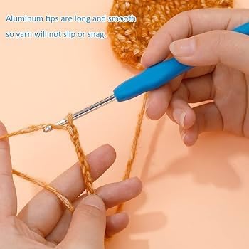 Image of Ushaworks Crochet Hook Soft Grip Crochet Needle with Aluminum Hook - Comfortable Yarn Tool for Crochet Needles, Knitting Needles, Crochet Kit, Knitting Kit, Knitting Needle Set, Crochet Needle, Crochet Set 1 Pcs (Crochet hook, 9No /3.50MM)
