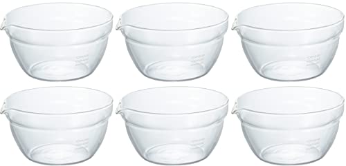Image of HARIO KB-40-BK One-Mouth Bowl, 13.5 fl oz (400 ml), Made in Japan, Heat Resistant Glass, Set of 6, Clear