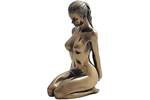 5.88 Inch Bronze-Crafted Nude Anime Figure Kneeling with Alluring Hands Placement