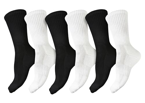 Winterlace Combed Cotton Crew Socks 6-Pairs Mens Premium Soft Cushioned Athletic Sports