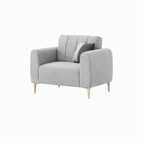 Image of Habibi Rich Velvet Suede 3+1+1 Seater Sofa Set | Spacious Soft Touch Comfort Seating | 5 Person Seating | Modern Living Room Sofa Set (Light Gray)
