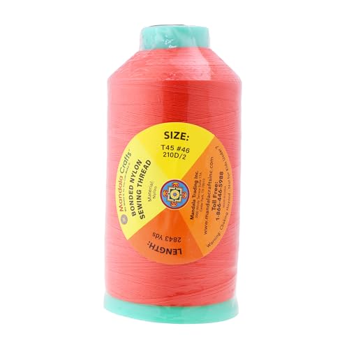 image for Mandala Crafts Bonded Nylon Thread Coral Heavy Duty Sewing Threads - 2