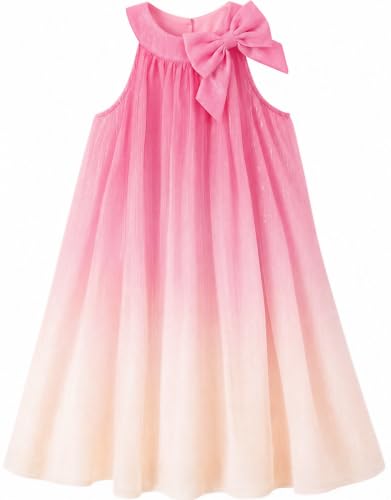 NIUSC Girls Summer Dress Chiffon Boho Ombre Sundress for Kids Beach Halter Dress Tween Dance Flowy Sparkly Outfit Graduation Photoshoot Present, Orange, 11-12 Year