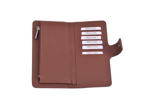 XALORA Women Leather Wallet RFID Blocking Long Wallet with Zip & Trifold Card Holder – Premium Tan Nappa Leather Clutch Purse – Stylish & Durable Travel Organizer2