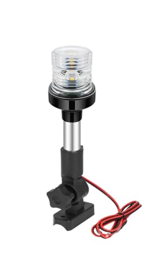 Luz de navegación LED para barco con mástil plegable de 12 pulgadas y anclaje blanco de 12V 24V