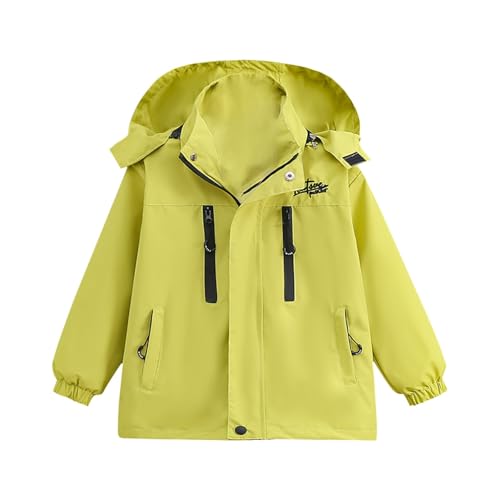 Toddler Girls Hooded Raincoat 2 In 1 Detachable Liner Windproof Zip Raincoat Thick Warm Fleece Coat with Pocket