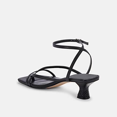 Juliet Holy Womens Strappy Sandals Kitten Heel Open Toe Slingback Ankle Strap Wedding Party Summer Womens Heeled Sandals Black — view 6
