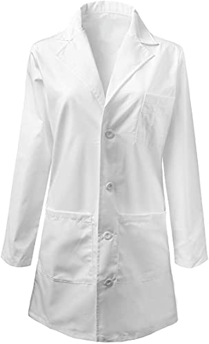 King Mariot Medical Equipments Professional White Lab Coat for Women Men Long Sleeve White Unisex Long Sleeve (X Large)