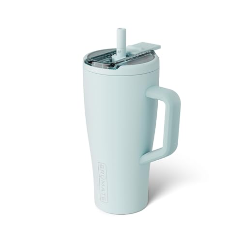 Image of BruMate Era Flip 30oz Tumbler with 100% Leakproof Covered Straw Lid | Hygienic Covered Straw | Insulated Stainless Steel Water Bottle with Handle | Cup Holder Friendly | BPA-Free (Blue Agave)