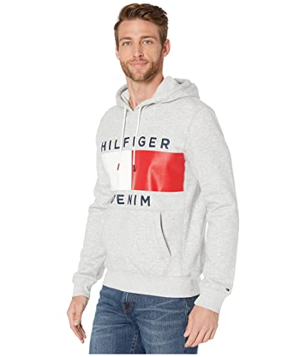 Tommy Hilfiger Herren THD Hoodie Sweatshirt Kapuzenpullover, Hellgrau Denim Heather, Large – Ansicht 2
