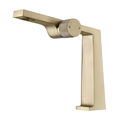 Robinet de lavabo or brossé en laiton chic pour salle de bain moderne