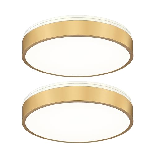 Image of Ken & Ricky 12 inch Modern Flush Mount Ceiling Light,Brush Gold,2 Pack