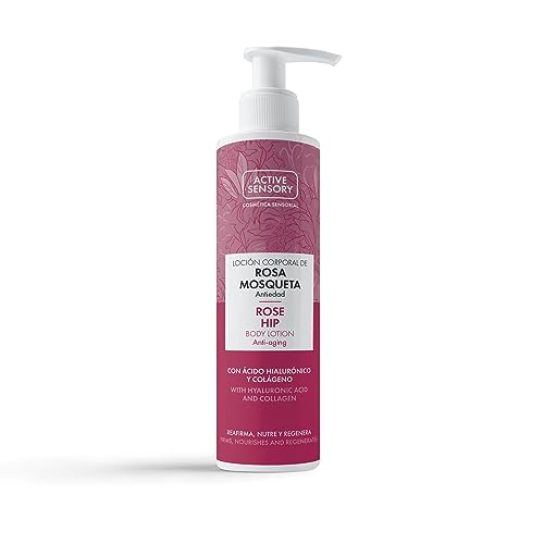 Active Sensory Loción Corporal Rosa Mosqueta - Loción Hidratante enriquecida con Aceite de Rosa Mosqueta, Ácido Hialurónico y Colágeno para Nutrir, Regenerar y Reforzar la Elasticidad Cutánea - 400 ml