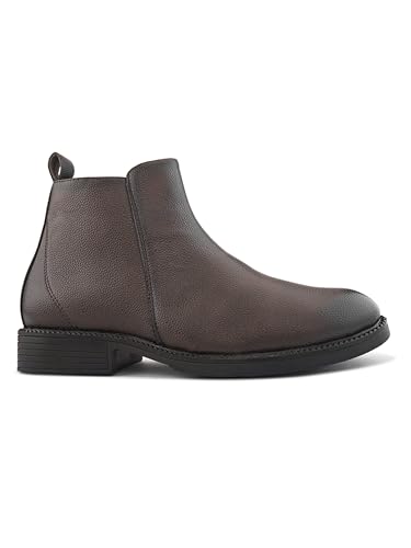 Image of STANPHORD Men Chelsea Ankle Boots | PU Zip Closure | Solid High-Top Casual Semi-Formal | Cushioned Insole | Office Outdoor Travel Wear (TPSL S16)