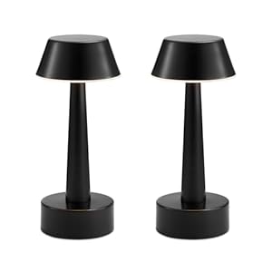 2 Pack Cordless Table Lamp, Small Portable Rechargeable Battery Operated Dimmable Table Light Desk Lamp Bedside Touch LED Lamp for Home Restaurant Cafe Bar Outdoor Patio Black