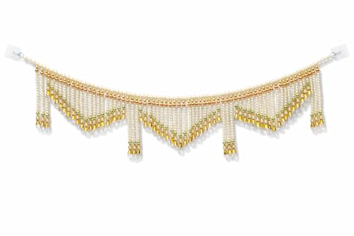 Image of Premium Pearl Beads Toran for Door | Golden Multi-Layer Bandarwal | 3 Feet Length | Traditional Door Hanging Decoration for Diwali, Wedding, Pooja & Housewarming