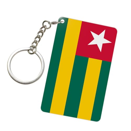 Porte-clés en acrylique avec drapeau du Togo, porte-clés tendance pour voiture, étiquettes en acrylique pour hommes et femmes