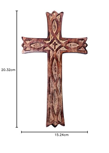 Cruz de pared de madera pequeña de 8 x 6 pulgadas para decoración religiosa de hogar 6