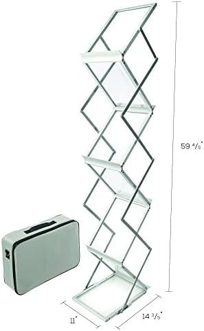 Deflecto 36100 275x370x1500mm A4 Portrait Folding Literature Floor Stand - Silver