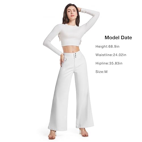 Oneniao Womens Wide Leg Baggy Loose Jeans High Waisted Stretch Denim Pants Business Casual Daily Outfits for Curvy Women4