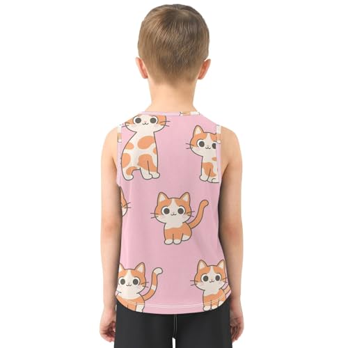 susiyo Cute Cats on Pink Boys Sleeveless Tank Top Girls Athletic T Shirt3