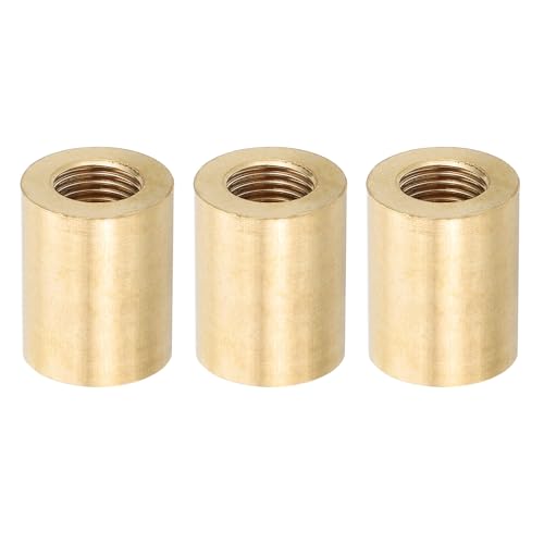 Image of PATIKIL Lamp Pipe Brass Coupling Nut, 3 Pcs 20mm Long M10 Fine Round Thread Sleeve Lamp Pipe Adaptor Rod Connector Hardware for Light Fixture Assembly or Repair, 16mm OD.