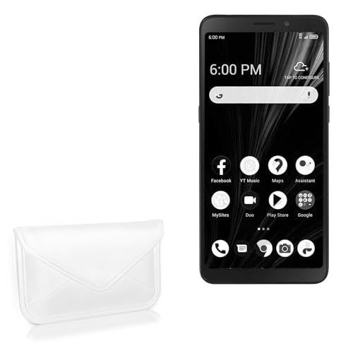 BoxWave Case Compatible with TCL A3X - Elite Leather Messenger Pouch, Synthetic Leather Cover Case Envelope Design - Ivory White
