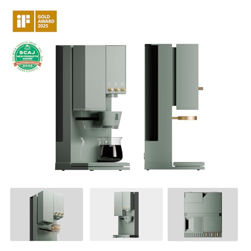 Image of xBloom Studio Coffee Machine - Drip Coffee Maker with Built-in Grinder and Scale, 3 Automation Levels, App Connected Pour Over Coffee Maker for Specialty Coffee Lovers, Sage Green x Gold