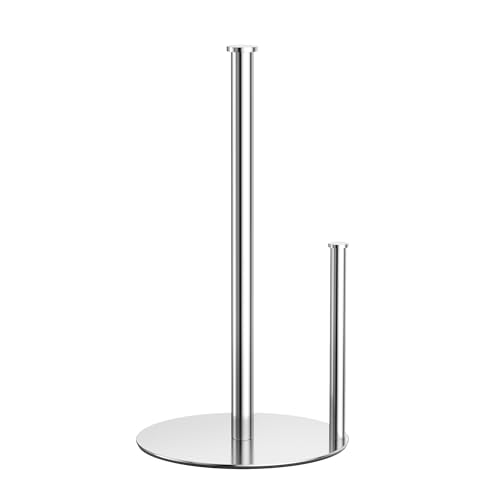 Pickpiff Silver Paper Towel Holder - Free Standing, Non Slip, Modern Kitchen Countertop Organizer Fits Most Size Roll