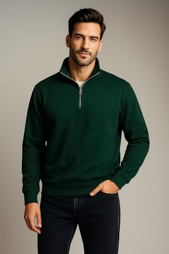 Image of Half Zipper Solid Sweatshirt for Men