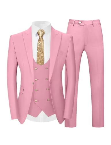 3 Piece Suits for Men Slim Fit Double Breasted Men's Suits Business Wedding Prom Groomsmen Formal Dress Blazer Vest Pants Set