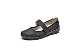 VJH confort Women's Mary Jane Flats, Breathable Slip-On Light Weight Comfort Orthotic Casual Walking Shoes (Black,9)