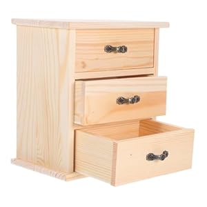 SHINEOFI Desk Storage Box 3 Tier Wooden Organizer with Drawers for Office Supplies Jewelry Small Item Storage Space Saving Desktop Cabinet