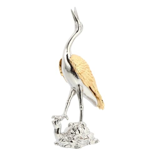 Outanaya Metal Crane Figurine Small Desk Decor Collectible Tabletop Sculpture for Home and Office Decoration 3.74 Inch Elegant Bird Ornament
