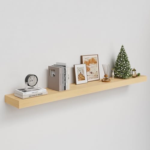 QueenFun White Oak Floating Shelf for Wall, 2 Inch Thick