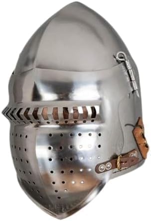 Medieval Armor Wearable Barbuta Bascinet Helmet for - Perfect for Halloween Cosplay Costume Silver