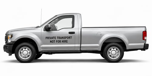 Private Transport Not for Hire Set of 2 Vinyl Decal Stickers Tractor Truck Tow Commercial Van Pick up Semi Decal Sticker Set (White 1 Set)