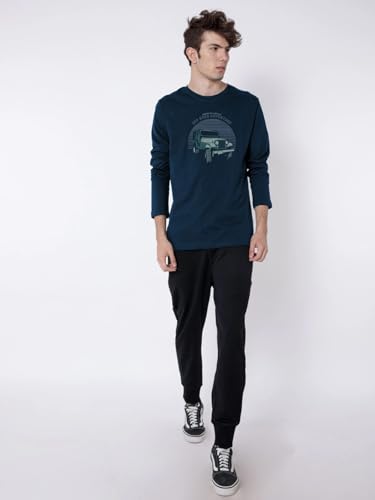 Image of Bewakoof Men's Off Road Jeep Printed 100% Cotton T-Shirt - Regular Fit, Round Neck, Full Sleeves