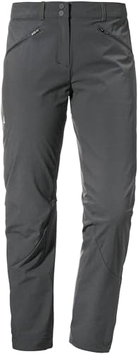 Schöffel Damen Pants Hestad L, robuste, schnell trocknende Outdoor Hose, Damen Hose mit bequemer Passform und vorgeformtem Knie; Asphalt, 40