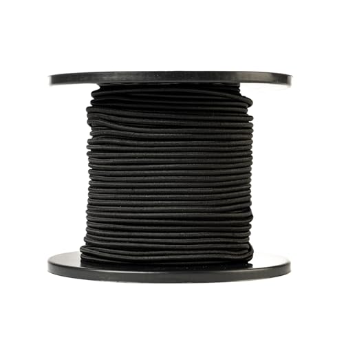 SNURO Corda elastica rotonda (4mm, 100M, nero) - Qualità professionale - Resistente alle intemperie e riutilizzabile - Forza di rottura 80kg