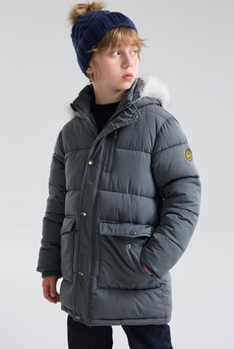 Image of maoo garden Boys Puffer Winter Coats Kids Fake-Down Heavyweight Jacket Waterproof Fur Hooded Parka