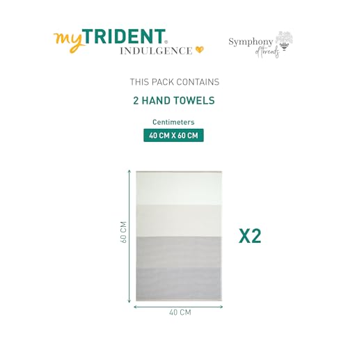 Image of MYTRIDENT Symphony of Threads Hand Towels, 40 cm x 60 cm, 2 Pc, 100% Cotton, 625 GSM, Super Soft, Absorbent, Aven