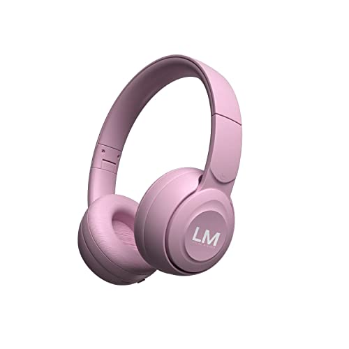 Louise & Mann 2 Auriculares Inalámbricos On Ear, Auriculares Bluetooth Diadema, Cascos Inalámbricos Plegables con Hi-Fi Estéreo, Micrófono Integrado y con Cable para Móviles/PC/TV (Rosas)