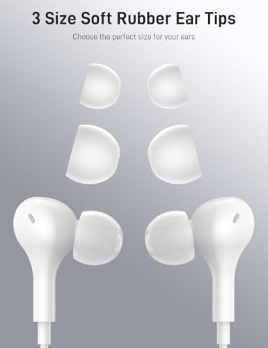 Image of iMangoo for Apple MFi-Certified Headphones for Lightning Wired Earbuds Magnetic Ear Buds with HiFi Bass,3 Ear Tips Mic Corded Earphones for Gym, Commuting for iPhone 14 Plus 13 12 11 Pro Max White