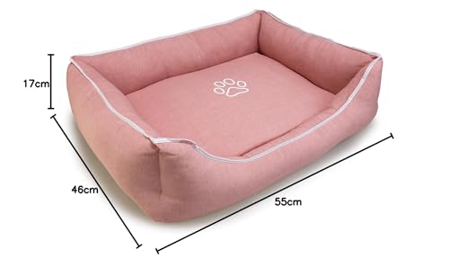 Arquivet - Quadratisches Bett mit Fußabdruck und Paspelierung, 55 x 46 x 17 cm - Hundebett - Hundezubehör
