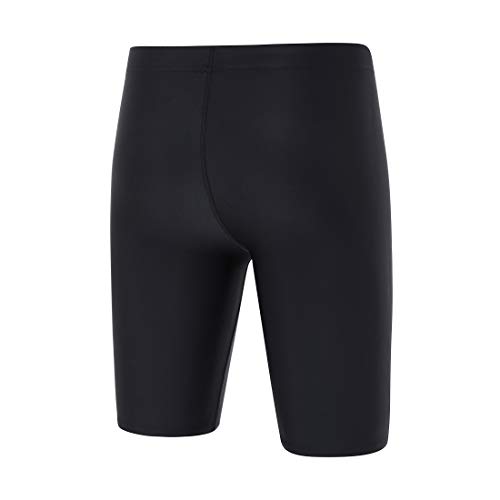 Devoropa Boys' Swim Jammers Youth Competitive Swim Team Suit Quick Dry Athletic Swimming Shorts UPF 50+, Black, Youth Large(US 14-16)