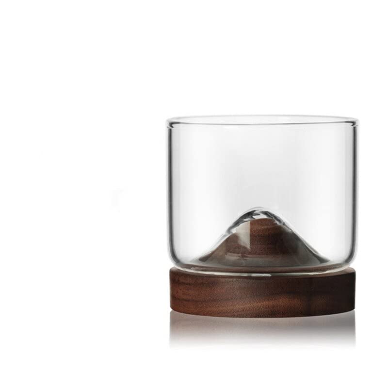 Taza de Cafe Copa de Cristal de la Taza de montaña Transparente de la Nieve Copa de Desayuno Creativo Bebida de Leche Té de Cerveza Fruta de Fruta Taza (Color : Black Walnut High)