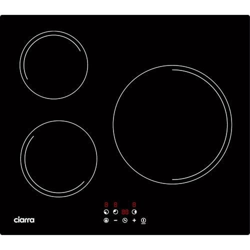 CIARRA AWBBIH3-A Placa de Inducción 60 cm, Vitroceramica 3 Fuegos, Control Táctil, 9 Niveles de...