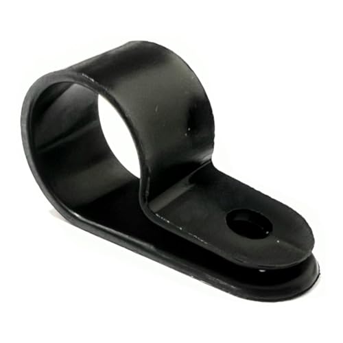 JLB Plastics UK - Black Plastic R Type P Clip Clamp for Conduit, Cable, Hose, Pipe. Screw Mount (Pack of 10, Size: 15mm)
