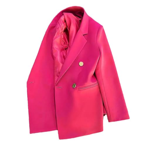 Blazers fins rose pastel avec boutons croisés et finitions métalliques